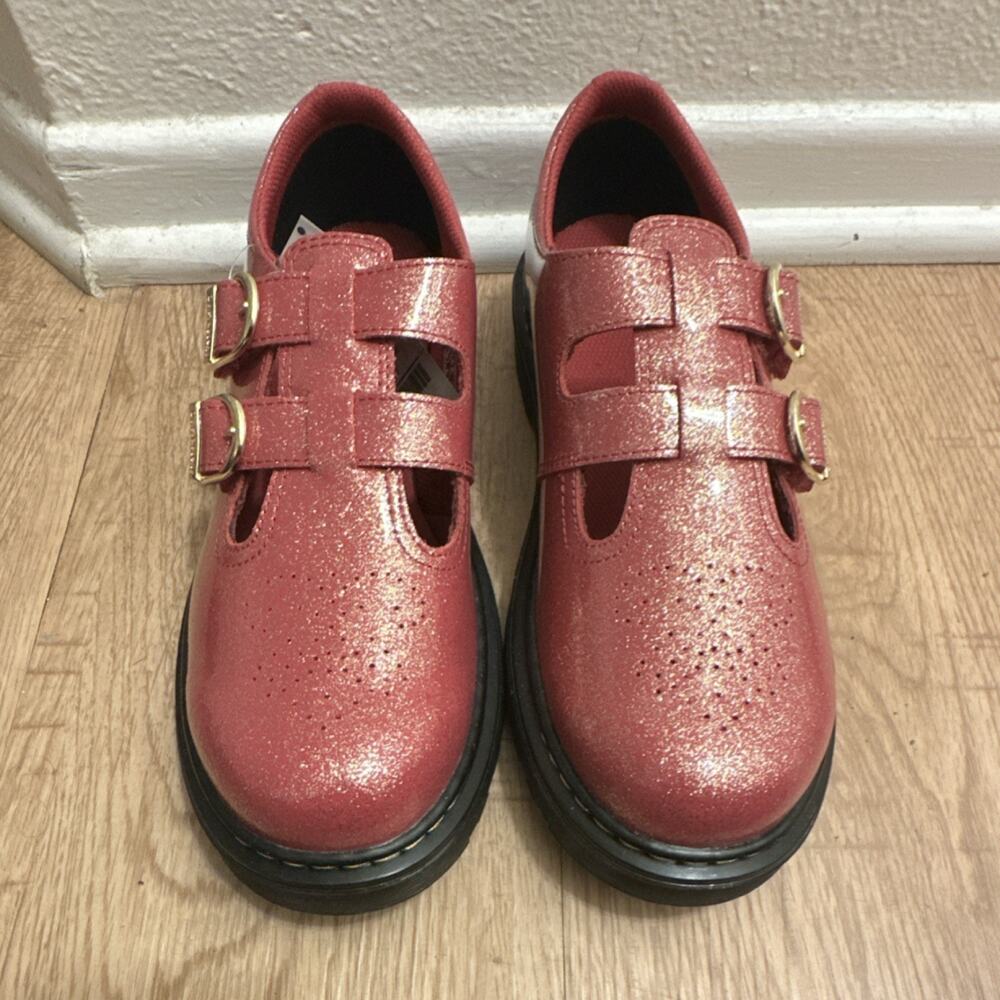 Dr. Doc Martens Mary Janes Pink Glitter Shoes Boots 8065 Y Women's Size 6